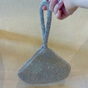 Kelly & Katie Diamond Embellished Staci Wristlet Purse Silver Iridescent